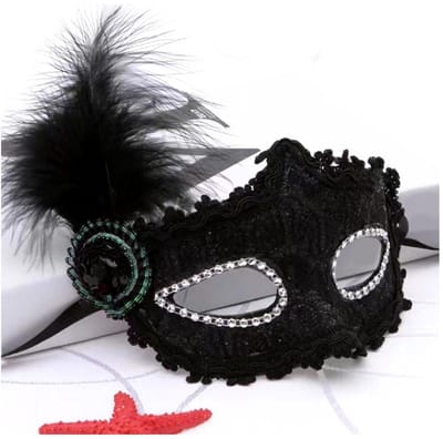 Dailygoods - Venetiaans Gezichtsmasker met Veerdecoratie voor Vrouwen - Perfect voor Feesten