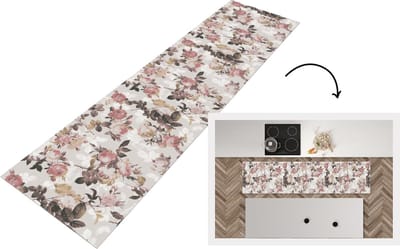 Keukenloper - Loper keuken - Patroon - Bloem - Roze - 200x50 cm - Keukenloper vinyl