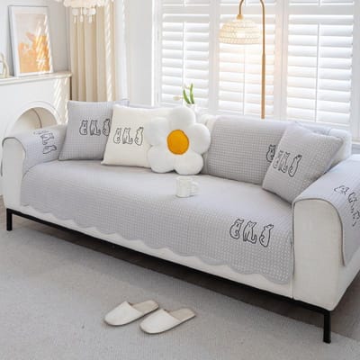 Coussin de Canapé Simple Moderne Coton Pur Brodé Dessin Animé Serviette de Canapé Housse Complète Housse de Canapé Tissu Universel Quatre Saisons Coussin 70*70cm