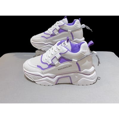 Dames Schoenen met Binnenverhoging Nieuwe Lente en Zomer Platform Sport- en Vrijetijdsschoenen Veelzijdige Mesh Ademende Dad Shoes Dames 37 paars