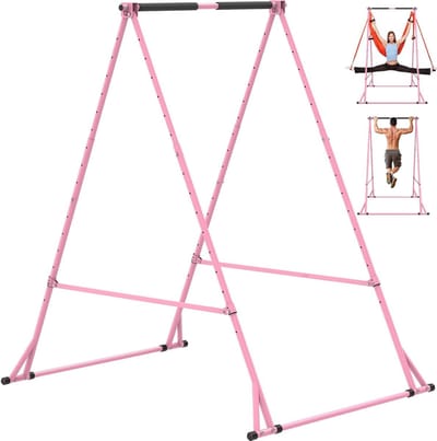 Vrijstaande Pull-up Stang - Power Tower Optrekstang - Thuis Krachttraining - Verstelbaar en Inklapbaar - Tot 250 kg - Roze