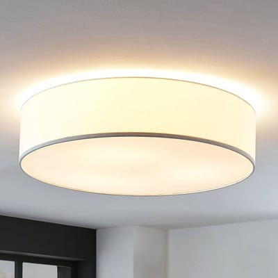 Lindby - plafondlamp - 3lichts - stof, metaal - H: 15 cm - E27 - wit