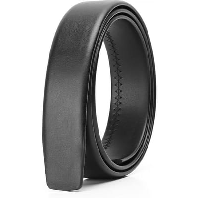 Rand Afgedekte Tweelaagse Koeienhuid Riemstrip Leer Riemlichaam Echt Leer Riem Automatische Gesp Riemstrip 110-130cm black