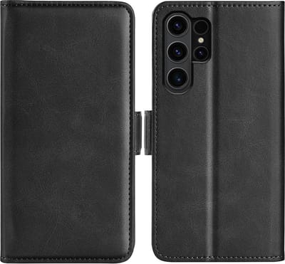 MobyDefend Hoesje - Geschikt voor Samsung Galaxy S24 Ultra - Luxe Wallet Book Case (Sluiting Zijkant) - Zwart