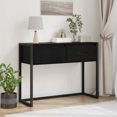 vidaXL - Bijzettafel - Zwart - Eiken - 100 - x - 36 - x - 75 - cm - Bewerkt - hout