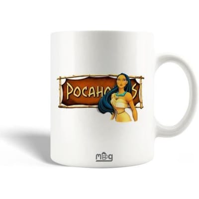 Mug en Céramique - Pocahontas - 30cl - Blanc - Compatible Lave-Vaisselle - Hauteur 9,5 cm