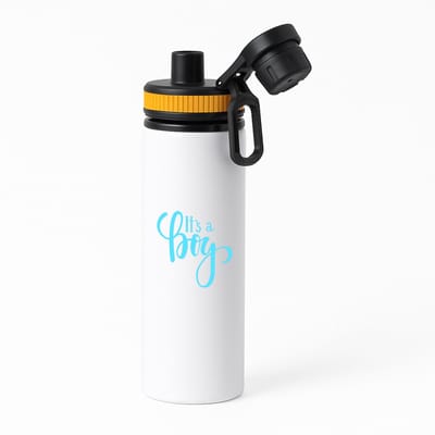 Hacebo® - It's a Boy waterfles met draaidop oranje - Baby - kersverse ouders - Geboorte kraamcadeau jongen - babyshower - water fles - 850ML