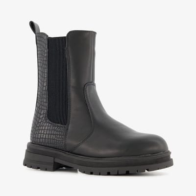 Blue Box meisjes Chelsea boots met croco dessin zwart - Maat 30