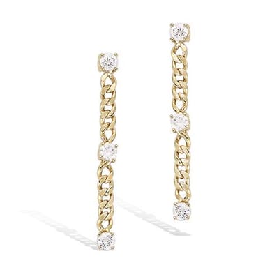 CHIVAL - Oorbellen 18K Verguld Goud "Pillar" - Luxe schakel oorbellen met zirkonia, Hangers, Elegant, Hypoallergeen, Luxe, Zirkonia, Schakels, Cadeau voor haar, Sieraad, Tijdloos, Liefde, Romantiek, Geschenkverpakking