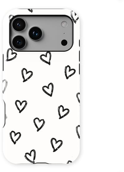 Tough Hoesje met Hartjes geschikt voor iPhone 17 Pro | Little Love Tough Case Geschikt voor Mag | Hartjes Print Backcover geschikt voor iPhone 17 Pro Mono Hearts