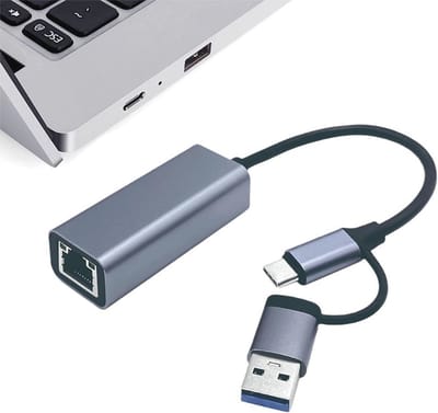 USB C naar Ethernet-adapter - Snelle Gigabit LAN netwerkadapter 1000 Mbps voor laptop, tablet en mobiel