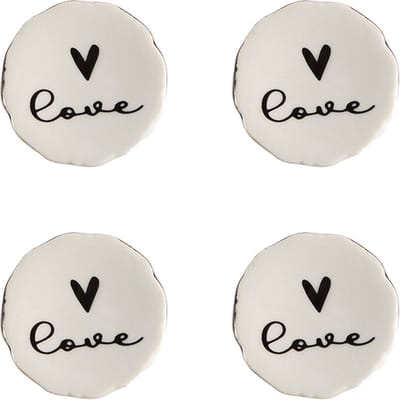 Clayre & Eef Deurknop Set van 4 Ø 4 cm Beige Keramiek Hart