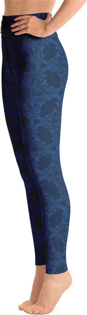 Sportlegging - design Grace in Lace - High Waist - Dry Fit - High Performance - 4way stretch- unieke print - UPF 50+ - Hardloop - Yoga - Fitness - Dans  - Pilates - Training - sportbroek – donkerblauw klassiekblauw - maat XL