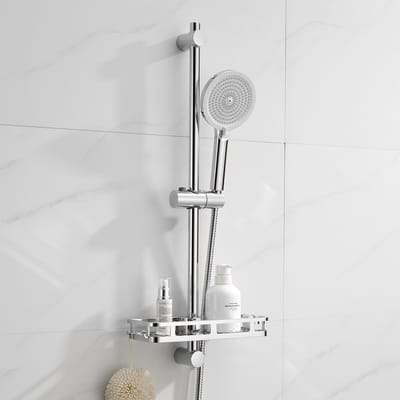 Auralum Max Doucheset met Handdouche - 70 cm Glijstang - 4 standen - Met Zeepschaal - Ø 12.6 cm Douchekop - Hoogte Verstelbaar Glijstangset - Chroom