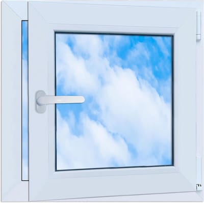 Draai-Kiep Raamkozijn - Raammateriaal PVC - Kelder Garage - Dubbele Beglazing Inbraakwerend - 600 x 600 mm - Wit