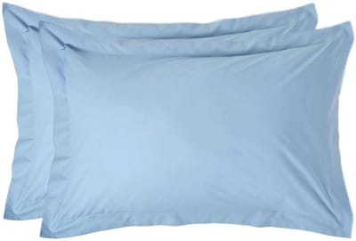 Homescapes Kussensloop 50x75 cm met Rand (Oxford) Set van 2 – Blauw – 100% Egyptisch Perkal Katoen – 200 TC
