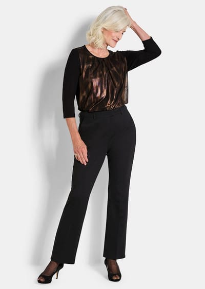 Jersey broek CARLA met uitlopende pijpen - zwart - Gr. 40 van Goldner Fashion