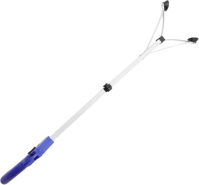 Vouwbare aluminium vuilnisopneempincet voor tuin, grijpinstrument voor droge voorwerpen en vuilnis met blauwe greep