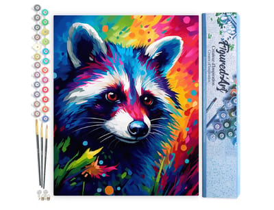 Figured'Art Schilderen op Nummer Volwassenen canvas Kleurrijke Abstracte Wasbeer- Handwerk acrylverf Kit DIY Compleet - 40x50cm zonder frame