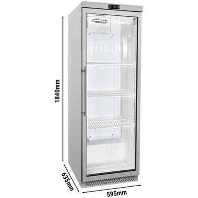 GGM Gastro Lagerkühlschrank Edelstahl ECO - 400 Liter - mit 1 Glastür Zilver
