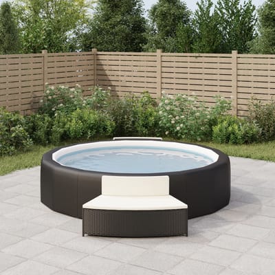 vidaXL - Spa-bankjes - met - kussens - 2 - st - poly - rattan - zwart