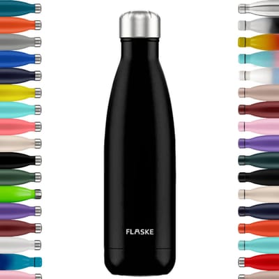 FLASKE Original Drinkfles 500 ml - Geïsoleerde RVS Waterfles - BPA-vrij - 12u Warm & 24u Koud - Geschikt als Thermosfles en Thermoskan - Water Bottle Stainless Steel - Night