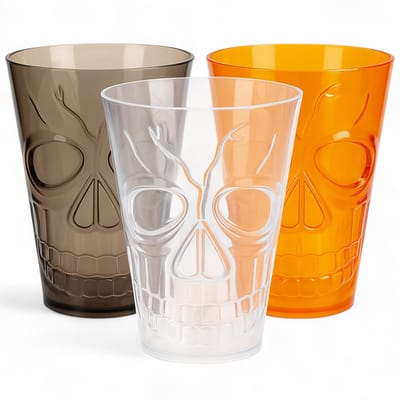 Dailygoods- Drinkbekers 3-delige set - Skull Design - 550 ml - Kunststof - Herbruikbaar - Feestbekers - Mysterieuze uitstraling