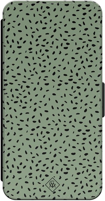 Casimoda® bookcase - Geschikt voor iPhone 16 Pro - Hoesje met pasjeshouder - Green Confetti - Groen - Kunstleer
