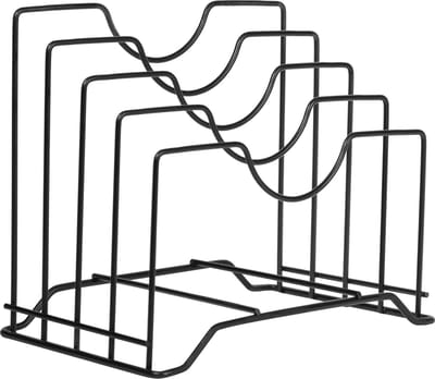 QUVIO Tijdschriftenhouder - Tijdschriftencassette - Postrek - Boekenrek - Post organizer - Postvak - Tijdschriftenrek - Lectuurrek - Magazinehouder - Draadstaal - 4 Vakken - 16 x 26 x 22 cm - Zwart
