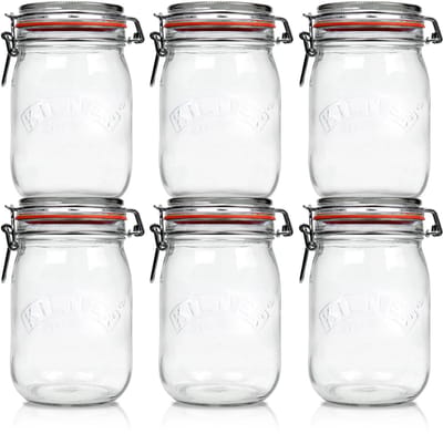 Le Pratique 1000ml Weckpotten Set (6x 1000ml) | OP=OP VOORDEELSET | 6 Weckpotten van 1000 ML | Premium A-kwaliteit | Robuust en Voedselveilig | Ideaal als voorraadpot, inmaakpot of conserveerpot | Made in France
