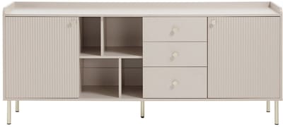 Vente-unique Ladekast met 2 deuren, 3 lades en 4 nissen - Beige en goud - LUNAOR