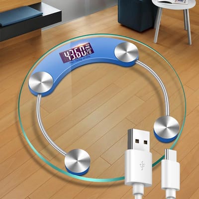 Ronde huishoudelijke slimme elektronische gezondheidsweegschaal menselijke lichaamsweegschaal glazen weegschaal voor volwassenen