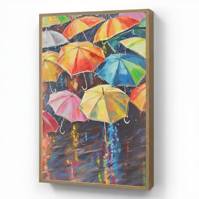 Wandlamp 60x90 cm - Oplaadbaar - Paraplu's - Schilderij - Kunst - Regenboog - Wandlampen binnen woonkamer - Slaapkamer lamp - Decoratieve nachtlamp - Vloerlamp draadloos