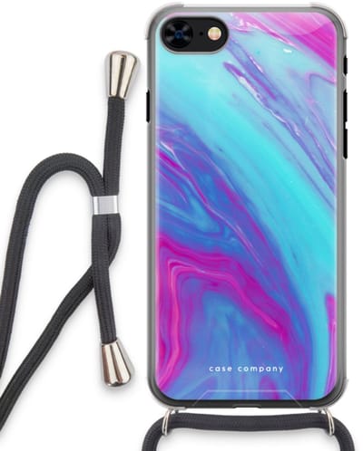 Case Company® - Hoesje met koord geschikt voor iPhone 8 hoesje met Koord - Zweverige regenboog - Telefoonhoesje met Zwart Koord - Bescherming aan alle Kanten en Over de Schermrand