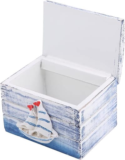 Houten Sieradenbox voor Kinderen, Piraten Thema Klein Bewaardoosje voor Speelgoed en Schatkist