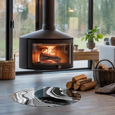 Coloray Vloerplaat Houtkachel - Onderplaat Kachel - 70 cm x 70 cm - Houtkachel Vloerplaat - Zwart en wit Vloerplaat Kachel - Vloerplaat Voor Kachel - Vloerplaat voor Houtkachel - Vloerplaat Open Haard - Plaat Kachel