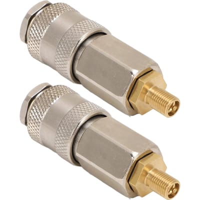 Lot de 2 Adaptateurs de Compresseur d'Air Portables Acier Robuste Filetage Mâle vers Valve US Raccord Rapide 3 en 1 pour