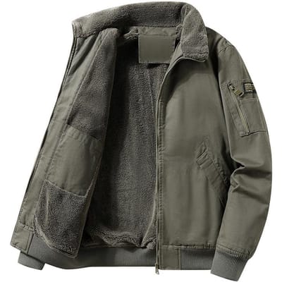 Pluche Jas Heren Herfst en Winter Puur Katoen Gewassen Verdikte Katoenen Jas Outdoor Vliegjack 5XL black