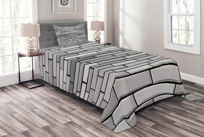 ABAKUHAUS Sprei Set 170x220 cm – Grijs, Gedrukt, Voorzijde