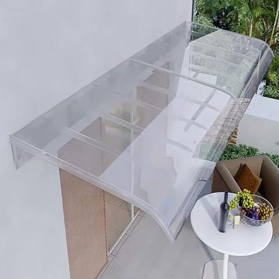 Transparante deurluifel van polycarbonaat, uv-bescherming, regen- en geluidsscherm, moderne ingangsluifel, voordeurafdekking (40 x 150 cm)