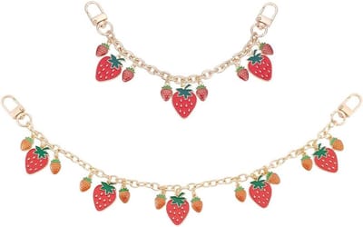 Aardbei Tas Bedel - Portemonnee Ketting - Tas Decoratie - Twee Lengtes - 214 en 36cm - Rood