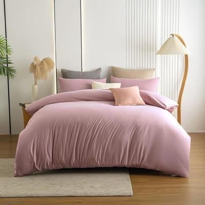 Strijkvrij Dekbedovertrek Roze 135x200 cm Microvezel Beddengoedset met Kussensloop