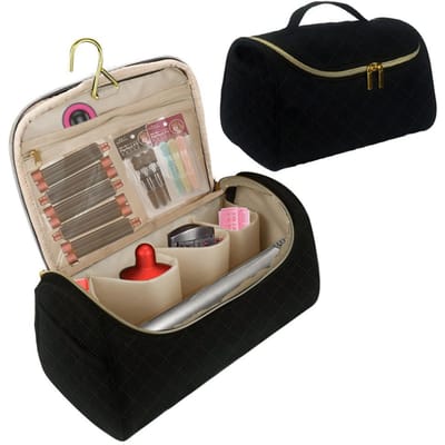 Organisateur de bigoudis, sac d'accessoires pour bigoudis noir