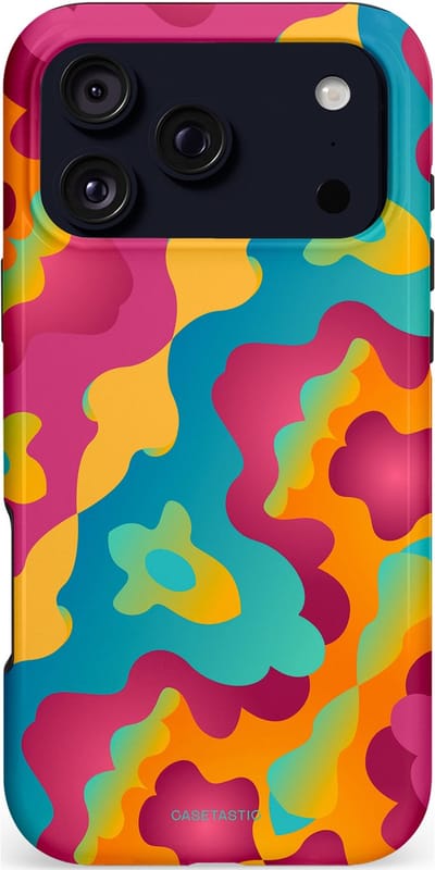 Casetastic hoesje geschikt voor Apple iPhone 17 Pro Max - MagSafe - Dubbellaagse bescherming - Vlektastisch - Fashion Case - Roze Petrol Goud Oranje