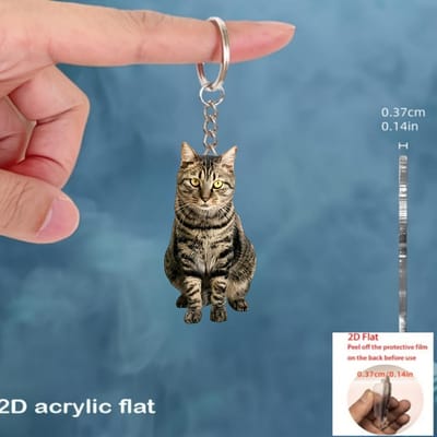 Porte-clés en acrylique Bobcat, design plat 2D pour sacs et clés, cadeau de Noël idéal pour la décoration intérieure et extérieure 1 gray