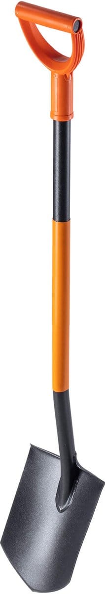 KADAX Spade, L: 125 cm, tuinspaten, tuinschep met stalen steel, schep, grafschep, grafschep voor tuin, plantenspaten, tuinspade met metalen handvat (spits, zwart/oranje)