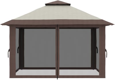 Beige Opvouwbaar Prieel-UV Bestendig Waterdicht-Hoogte Verstelbaar-Tuin 4x4m