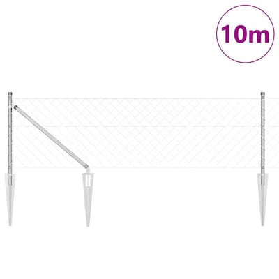 vidaXL - gaashek - met - grondpennen - 10 - x - 0,4 - m - Gegalvaniseerd - staal - zilver