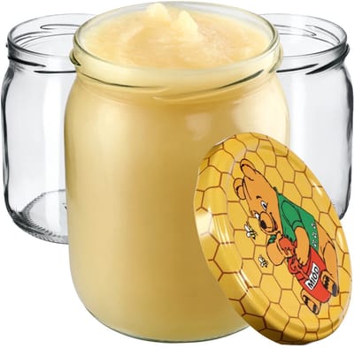 KADAX Winnie Puuh jampotten, 540 ml, inmaakpotten met schroefdeksel, glazen met schroefdop, inmaakpotten, voorraadpotten voor het inleggen van komkommers (8 stuks)