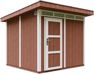 Timbela M903-REDWOOD RED - LP SmartSide Tuinhuis op houtbasis - 6 m² - 294x279xH237 cm - met vloer en verf